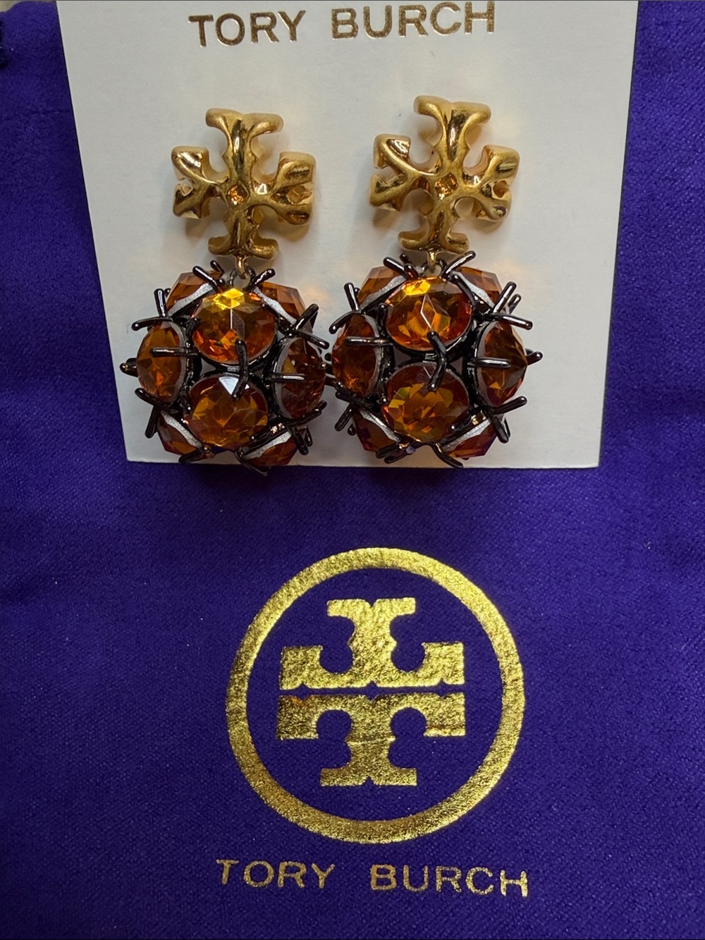 Roxanne crystal drop earrings in rolled gold. (64) - Picture 3 of 4